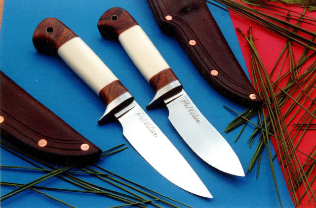 4.5 inch Chalk Creek Semi Skinner and 4.5 inch Silver Peak Drop Pt. <br> both with Ivory and Desert Ironwood handles